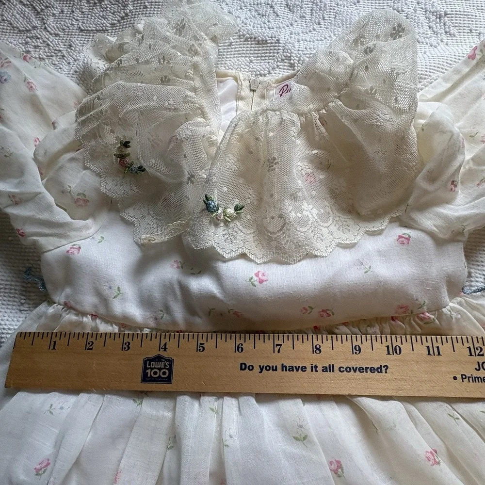 Ruth Of Carolina Dress Sz 5 VTG Lacy Prairie Style Lined Floral L - Picture 16 of 16